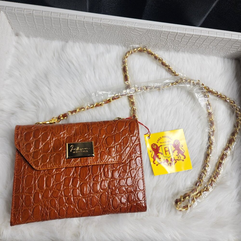 Vintage Fred Hayman Beverly Hills caramel Leather crossbody bag